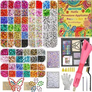 Hotfix Rhinestones Applicator with Large Rinestones Set, Flatback Pearls